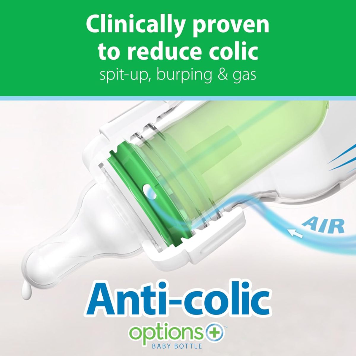 Mamadeira de Vidro Dr. Brown’s Natural Flow Anti-Colic Options+ 250ML - Clinically Proven Anti-Colic System